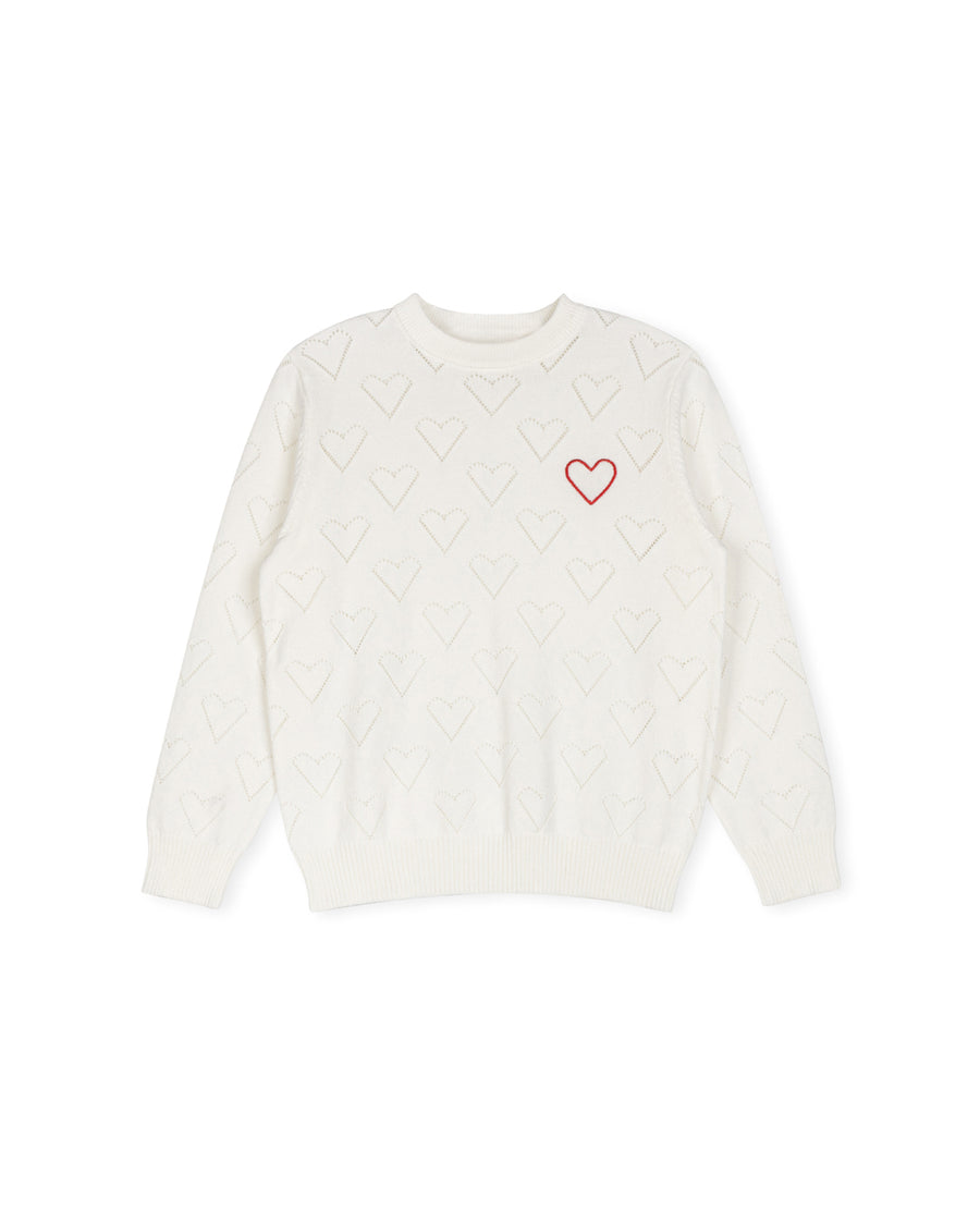 Pointelle Heart Knit Sweater