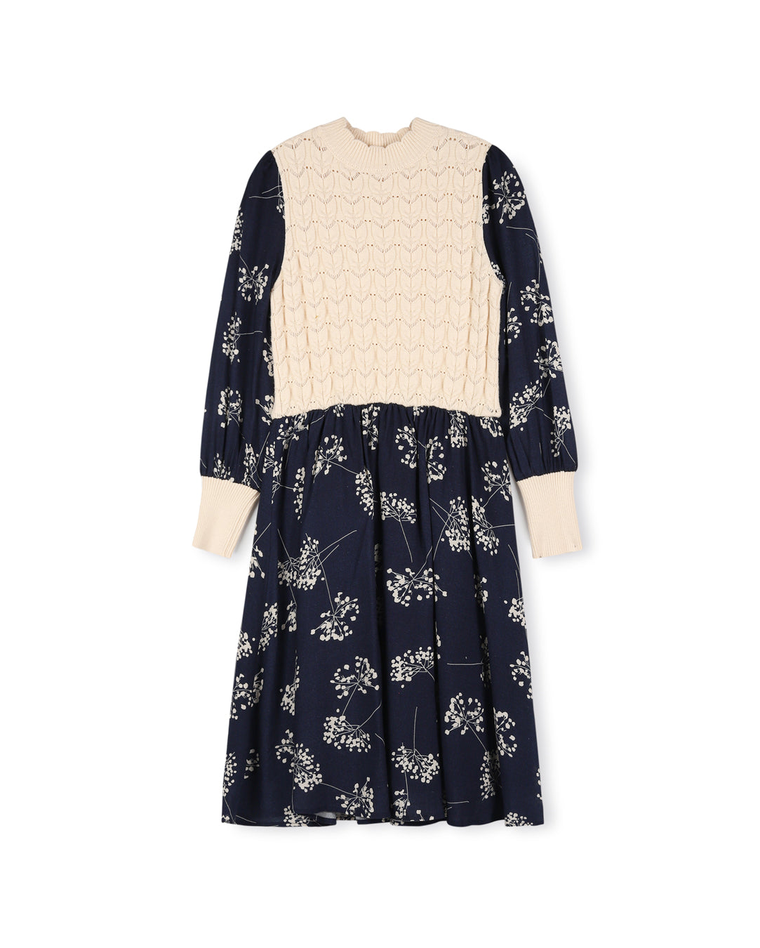 Floral Printed Cable Knit Vest Dress