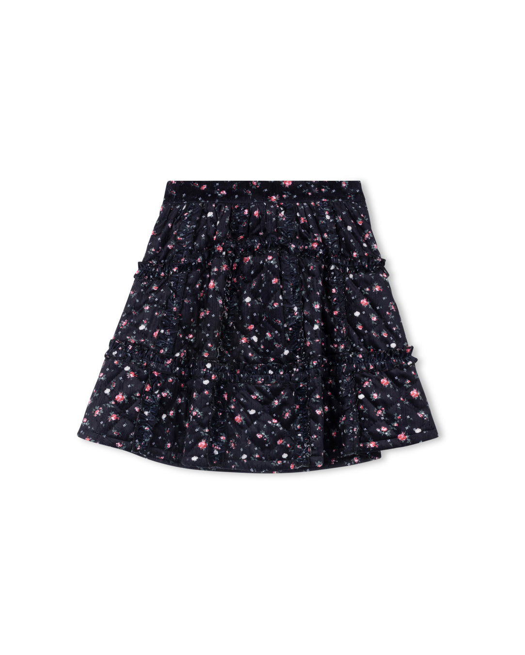 Rope - Quilted Floral Ruffle Detail Skirt