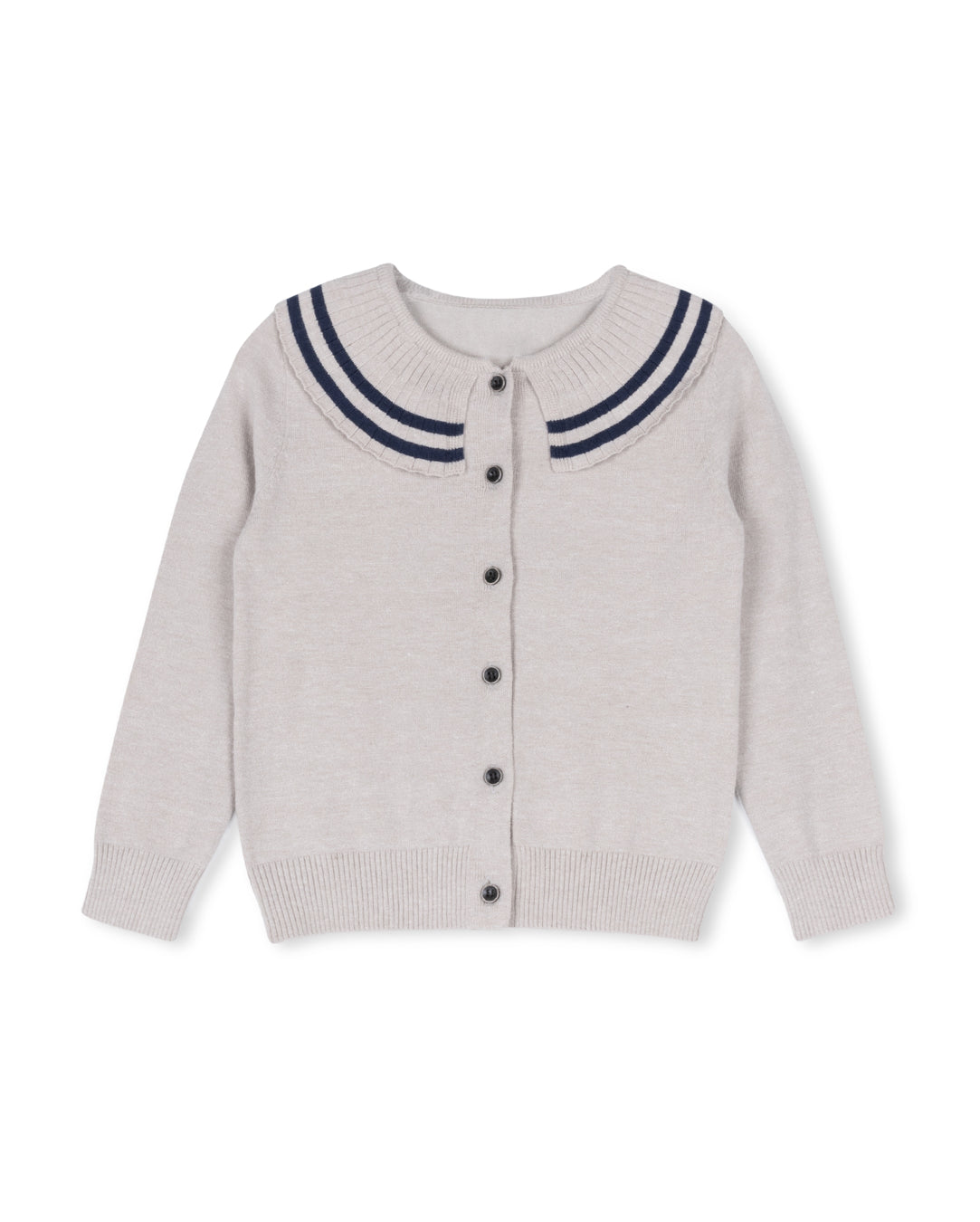 Sub - Pleated Striped Collar Knit Cardigan