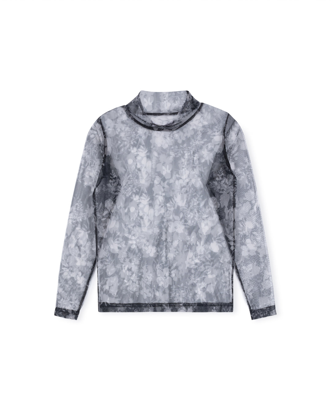 Printed Tulle Turtleneck