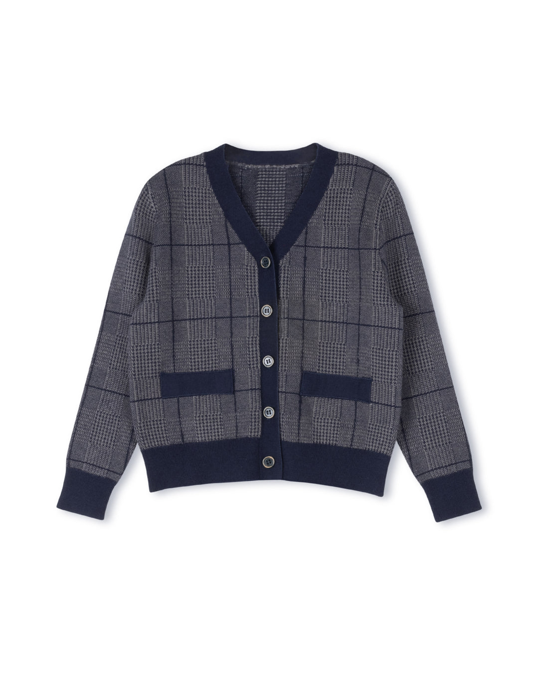 Checked Houndstooth Trimming Cardigan