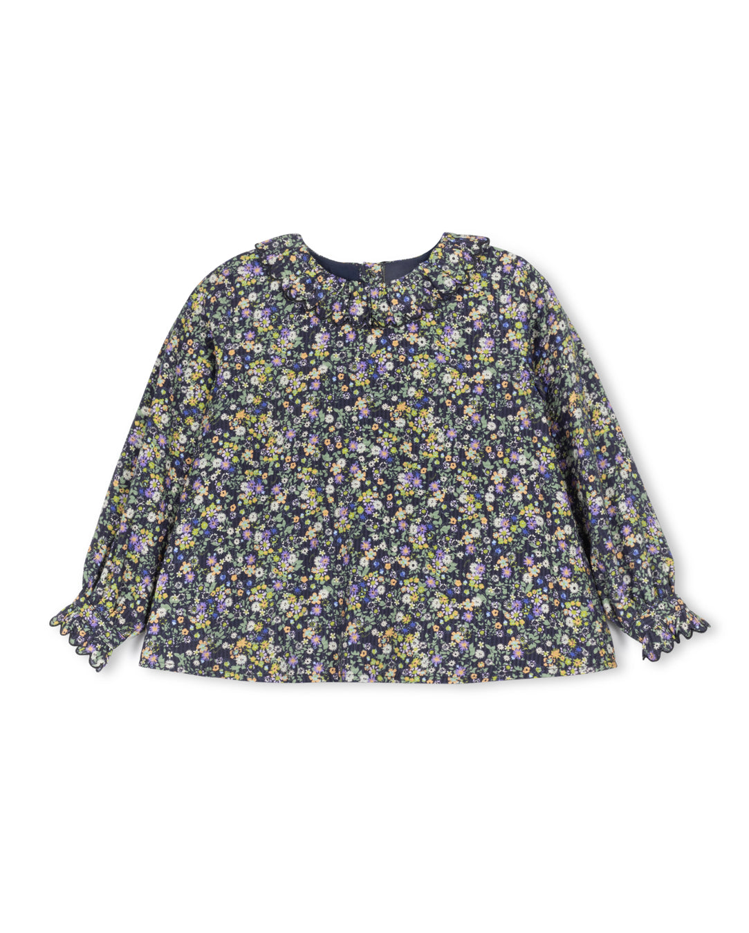 Nela - Floral Printed Scalloped Collar Blouse