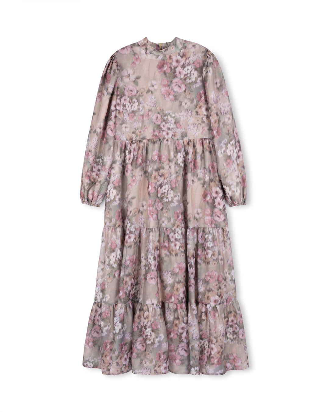 Blurred Floral Tiered Dress