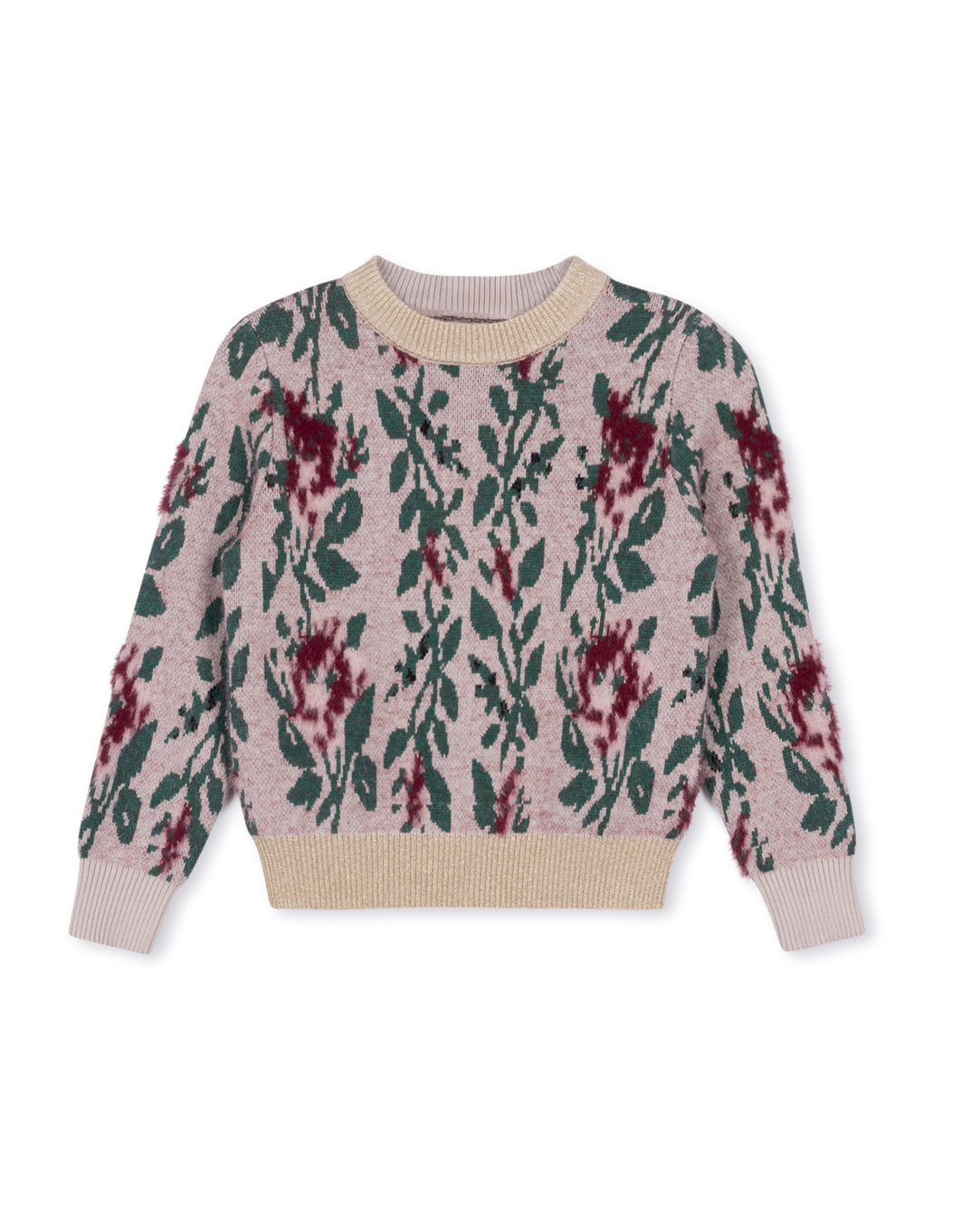 Lance - Floral Printed Shimmer Trim Sweater