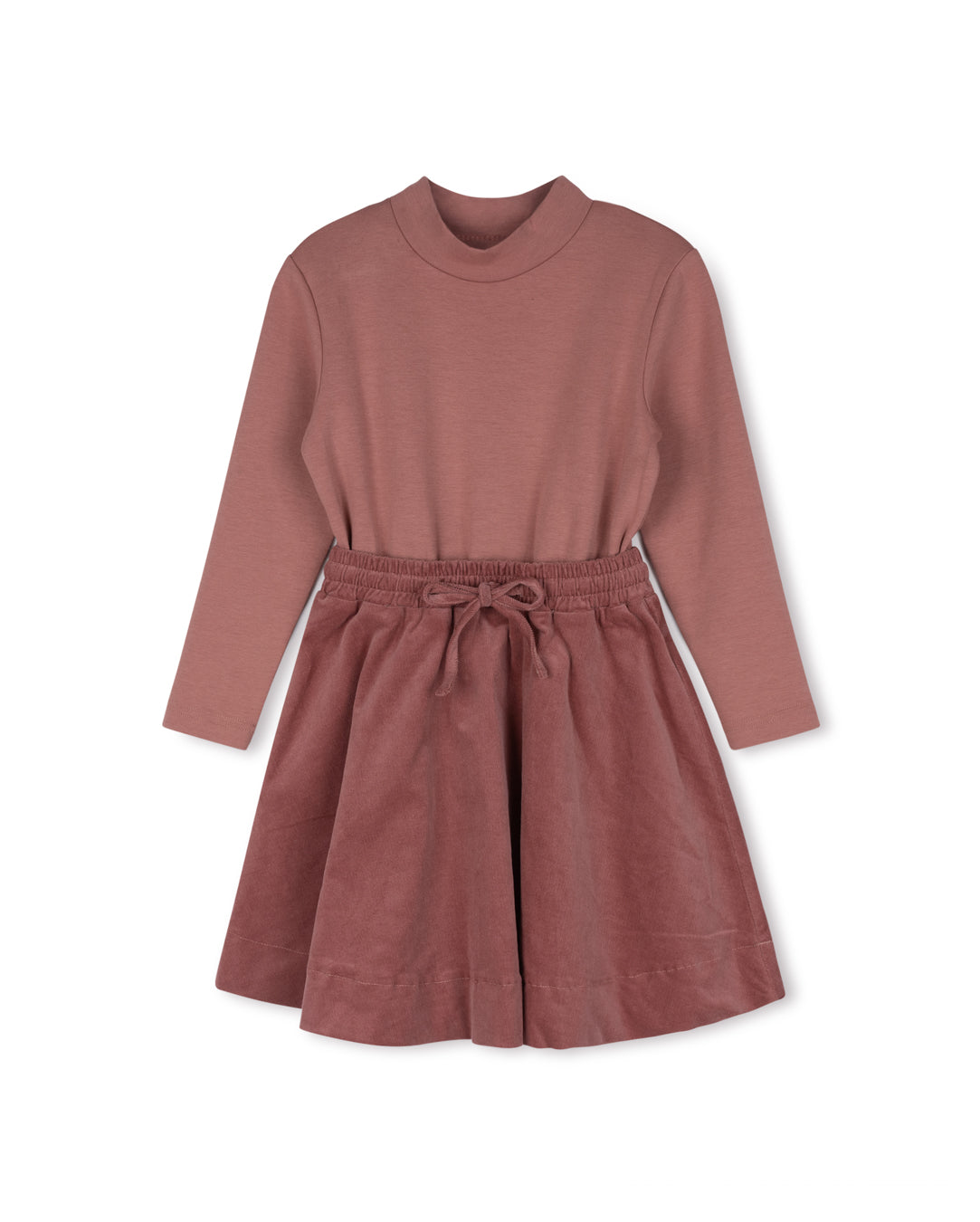 Sweatshirt And Corduroy Waisted Dress