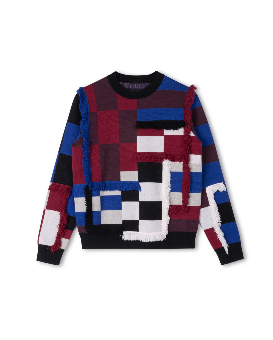 Square Colorblock Fringe Sweater