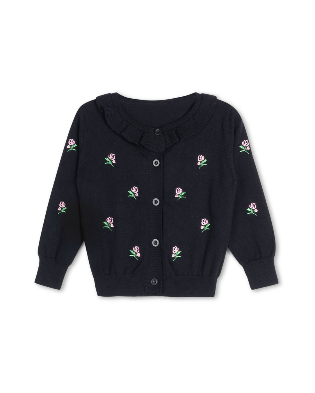 Troon - Embroidered Floral Knit Cardigan