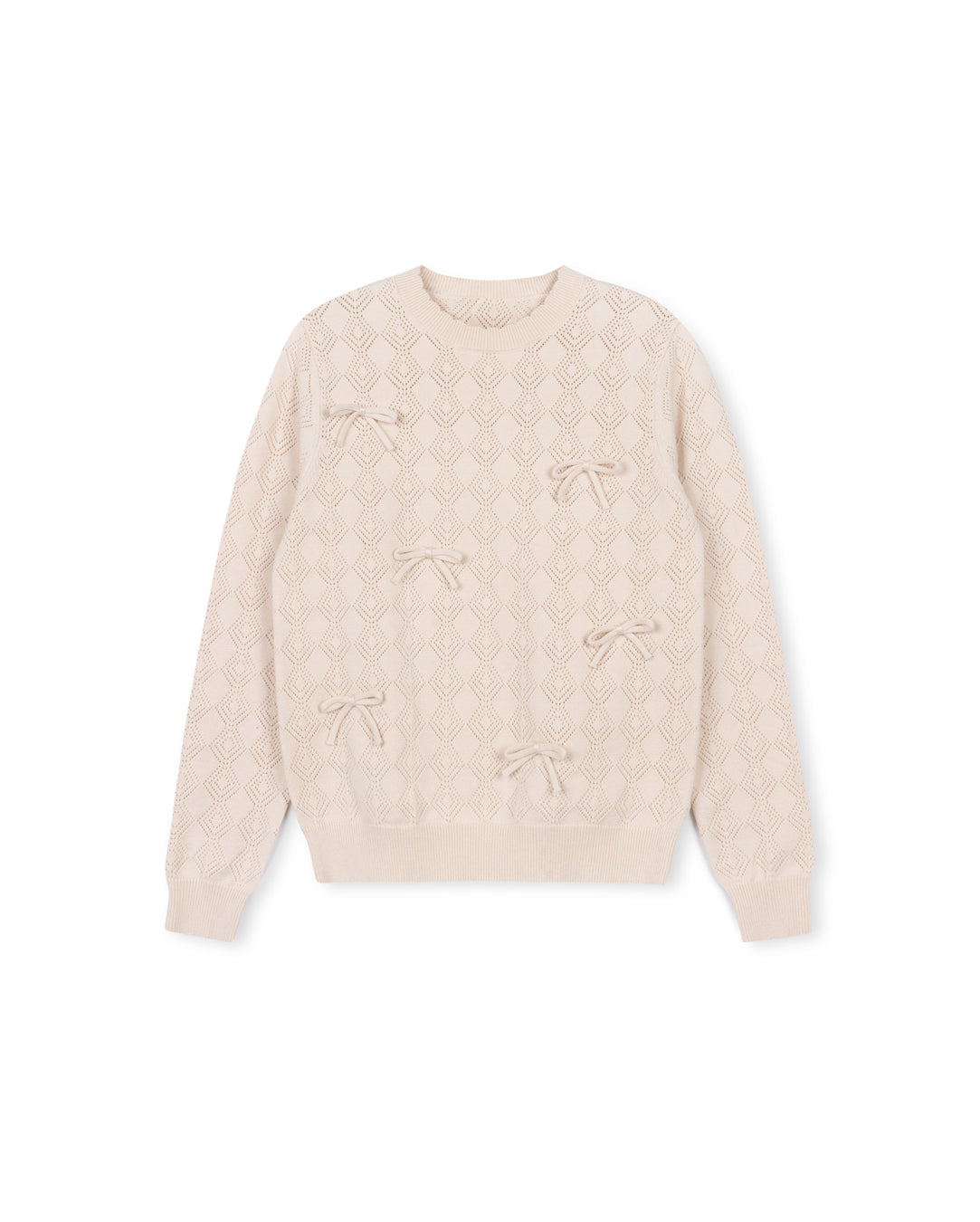 Pointelle Knit Bow Sweater