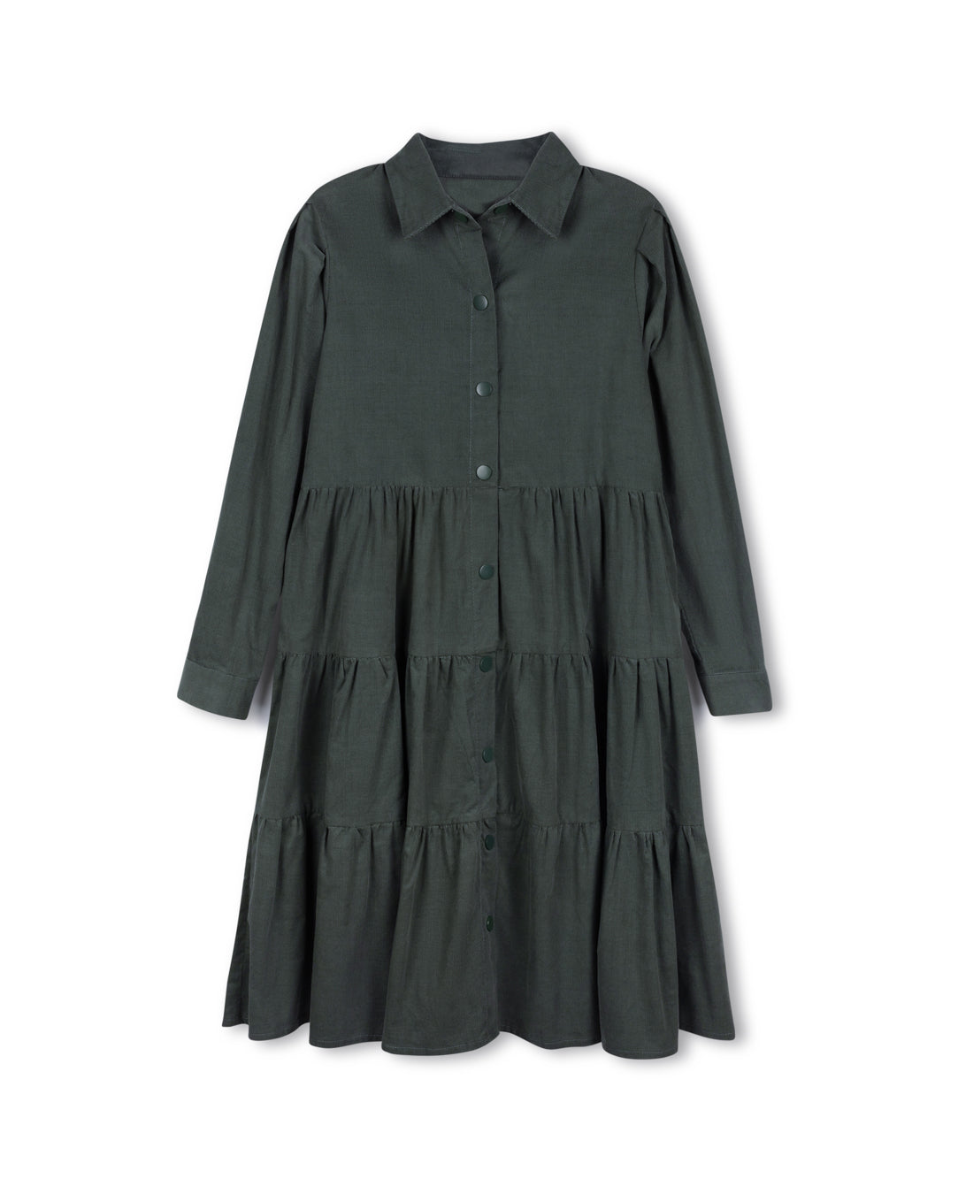 Corduroy Tiered Shirt Dress