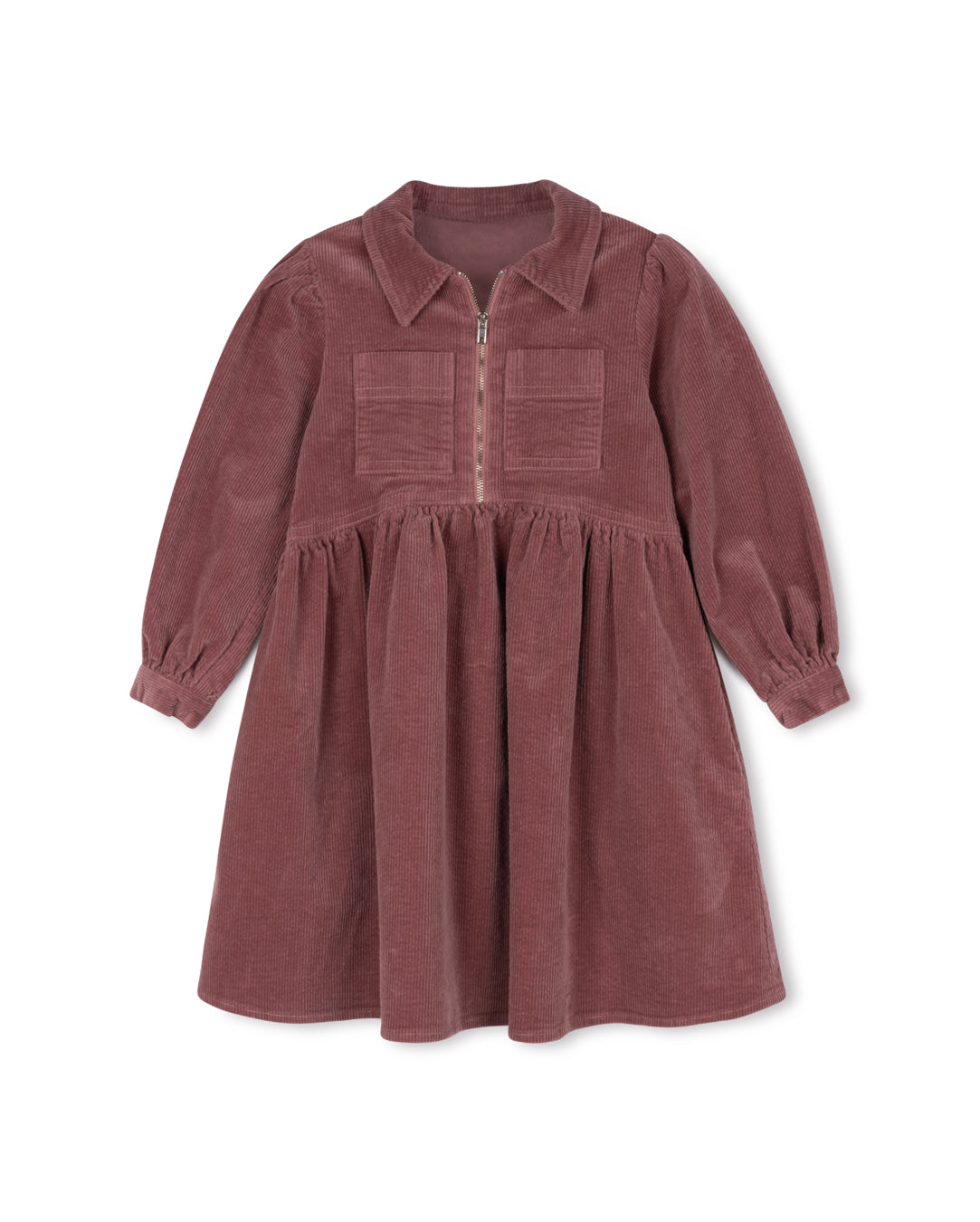 Corduroy High Waisted Half Zip Dress