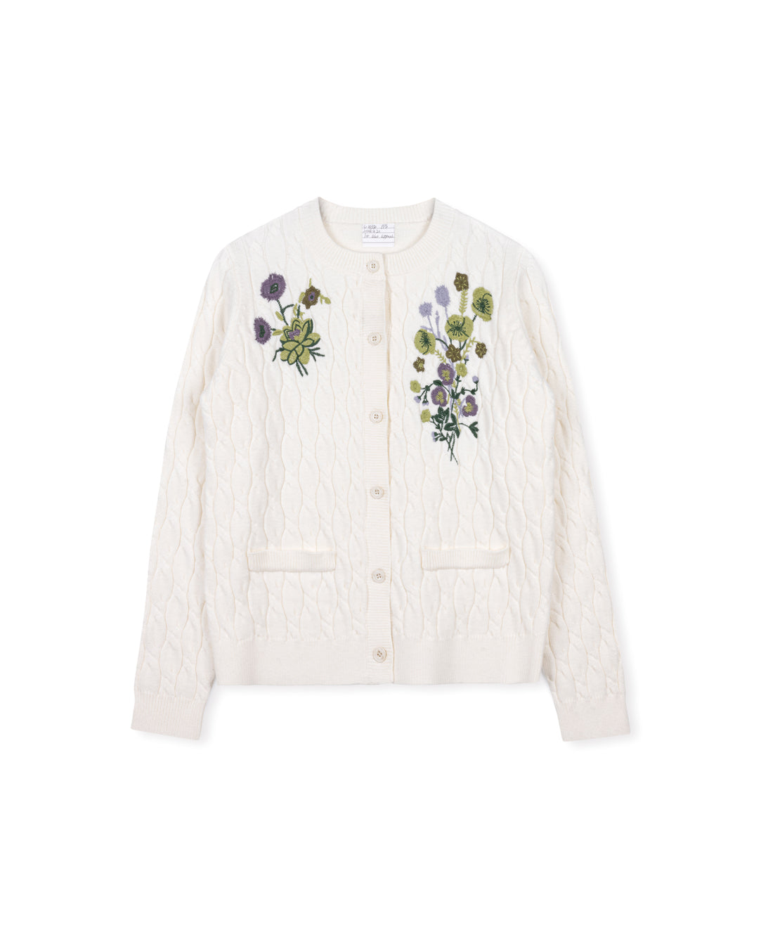 Manso - Embroidered Floral Cable Knit Cardigan