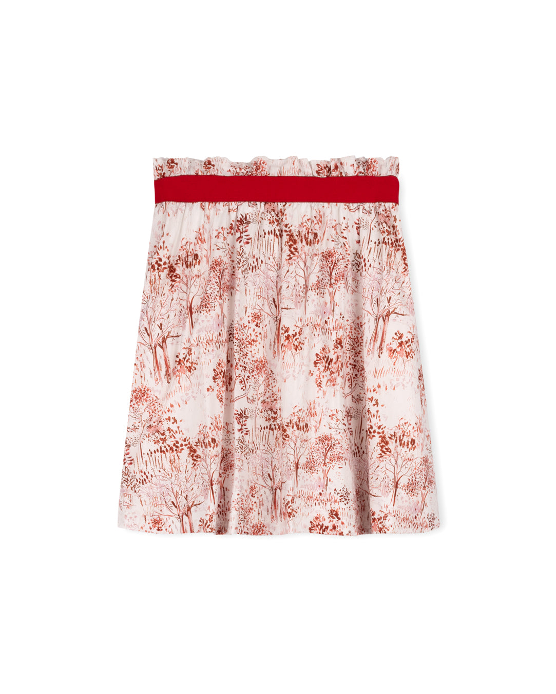 Branch Print Ruffle Skirt