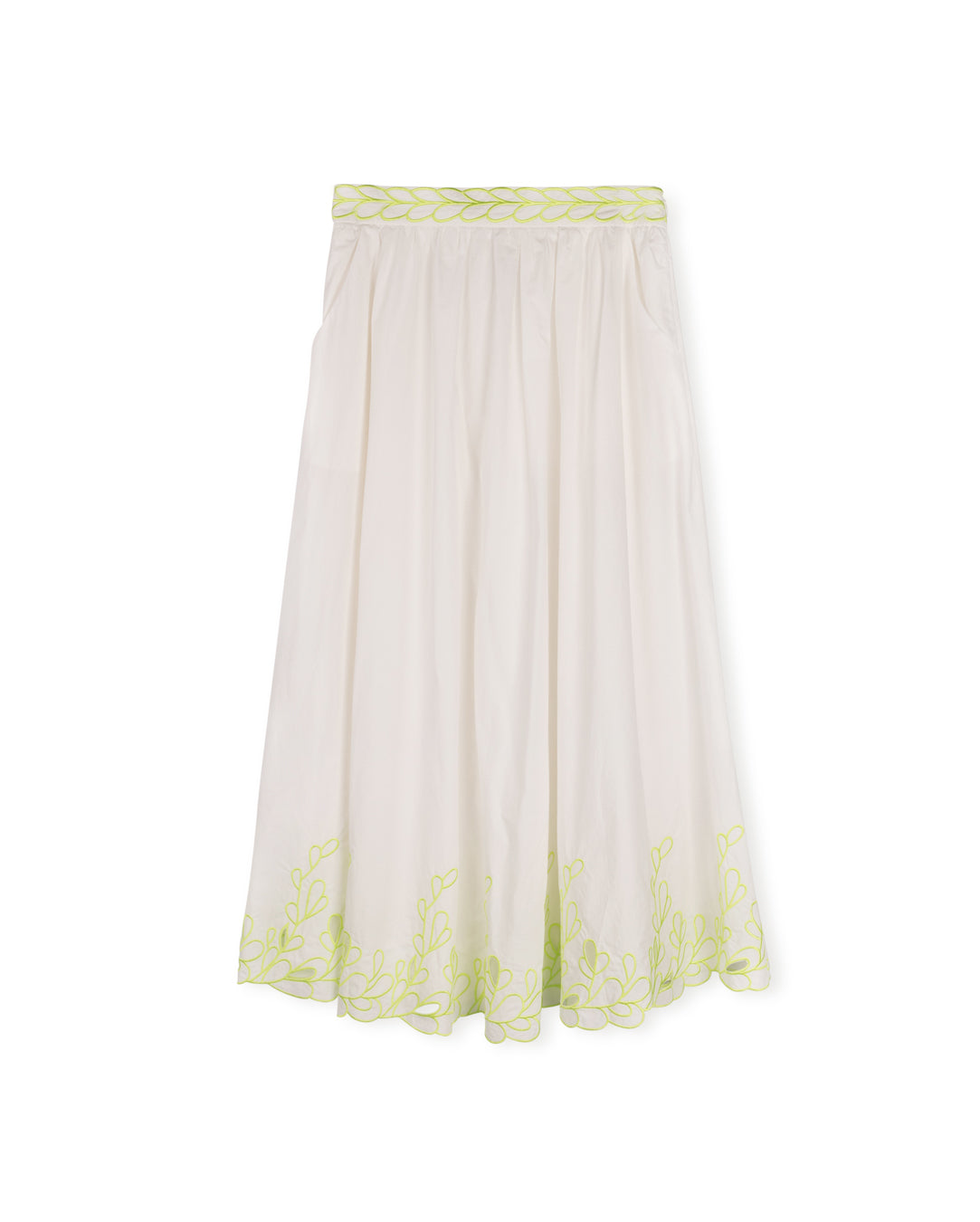 Scallop Trim Poplin Midi Skirt