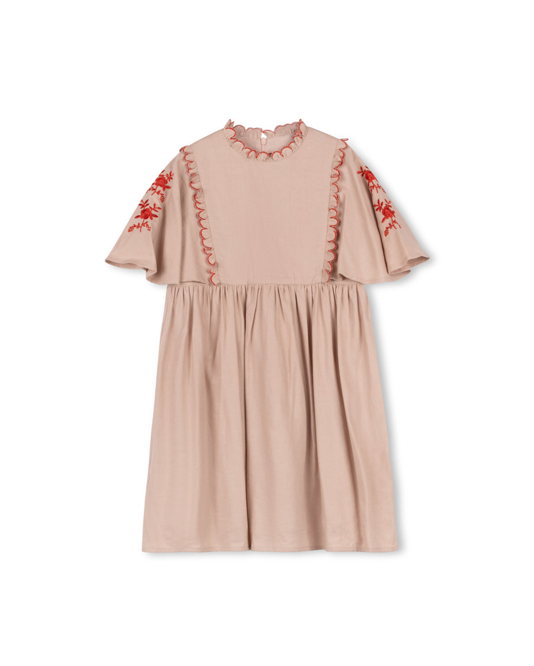 Embroidered Sleeve Linen Dress