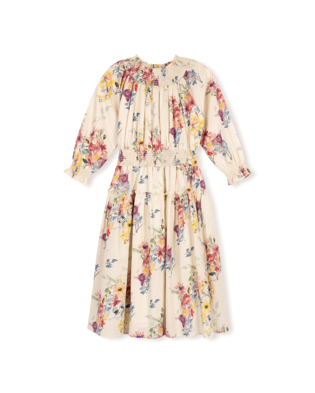 Pastel Floral Smocked Waste Dress