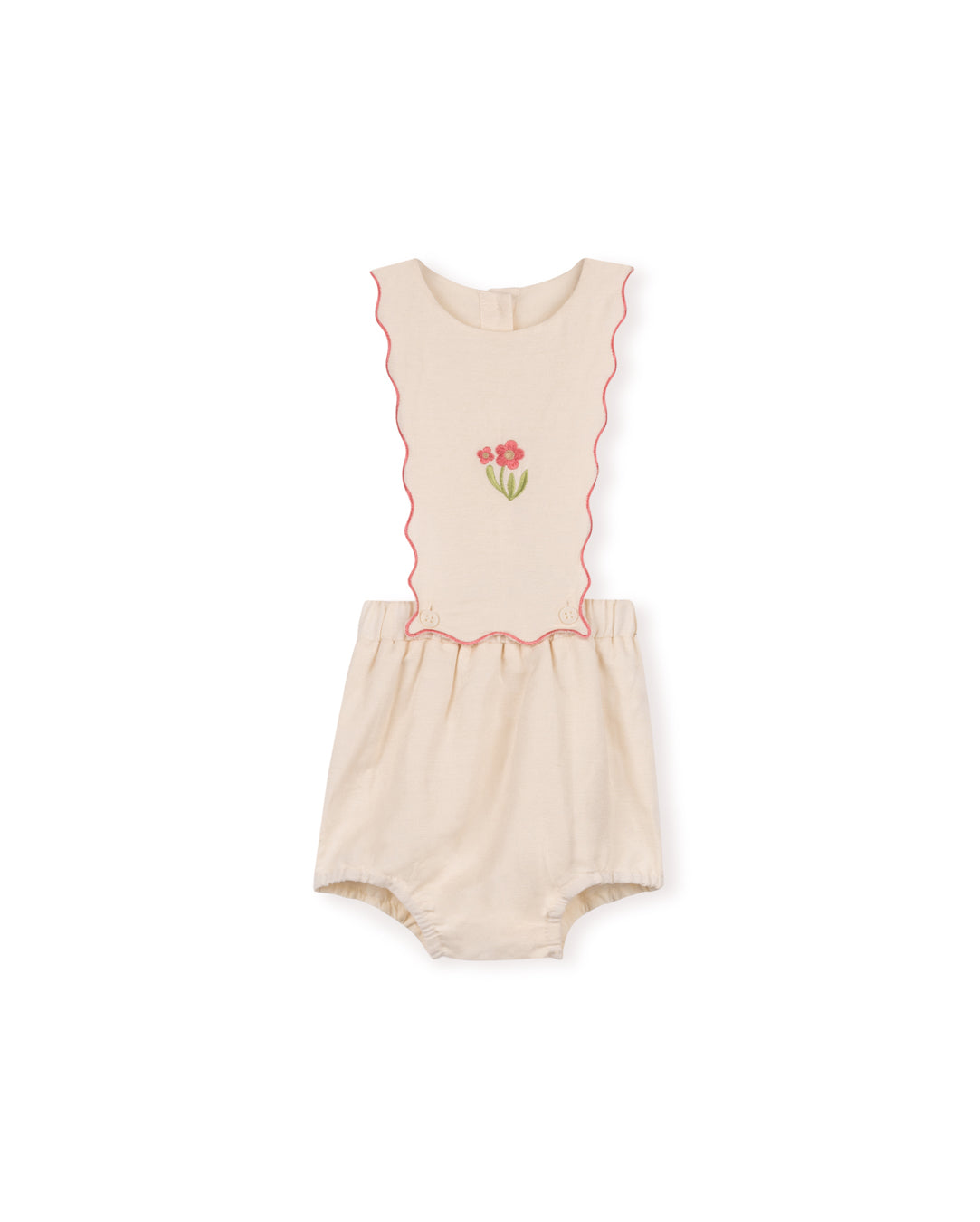 Apron Linen Scallop Trim Romper