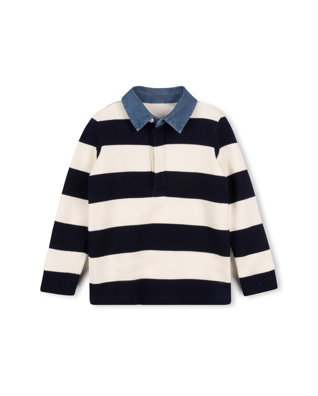 Pier Denim Collar Striped LS Polo