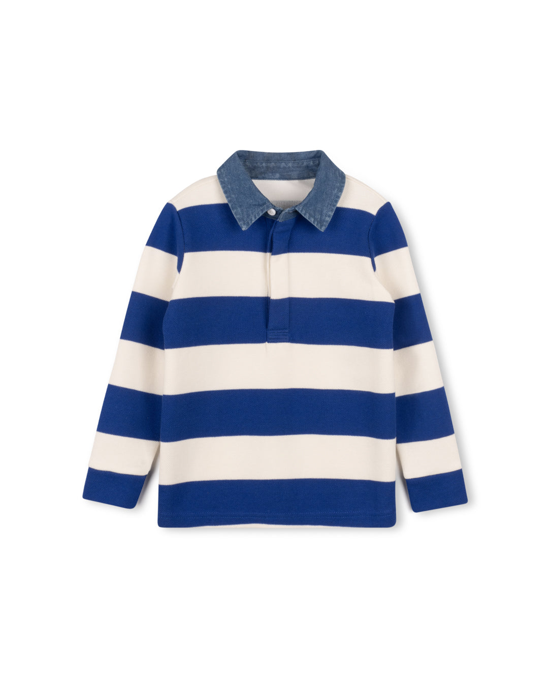 Pier Denim Collar Striped LS Polo