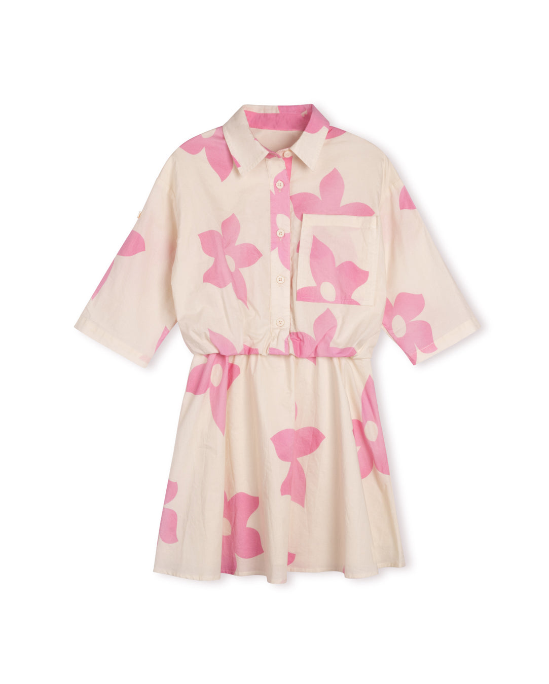 Poplin Flower Print Shirt Dress