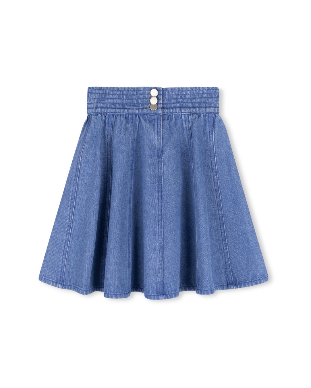 Denim Wide Waist Paneled Skirt