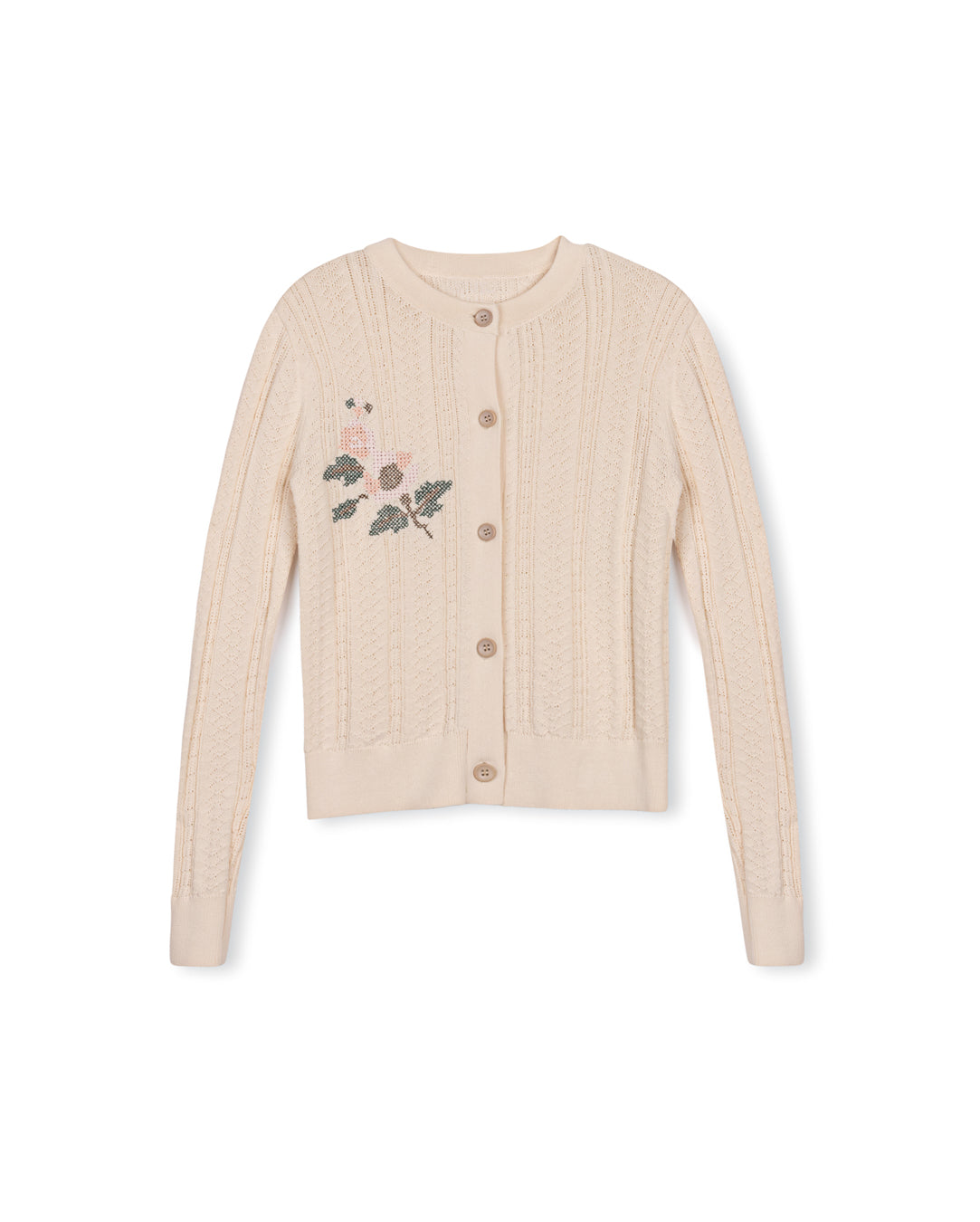 Mat Embroidered Pointelle Cardigan