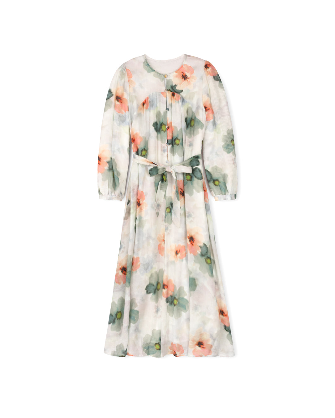 Paint Petals Print On Midi Dress