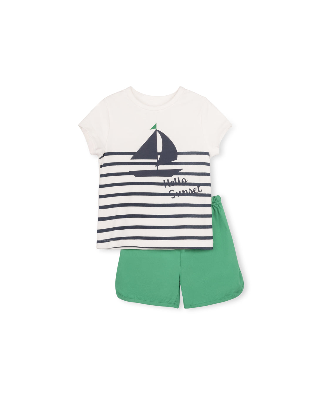 Stream Sailboat Striped Tee And Shorts