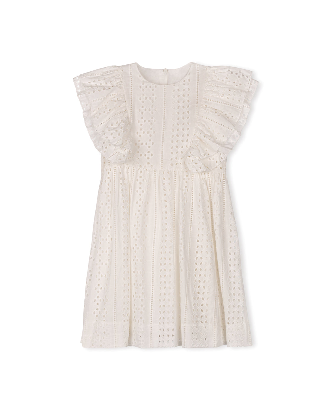 Ruffle Shoulder Eyelet Jumper