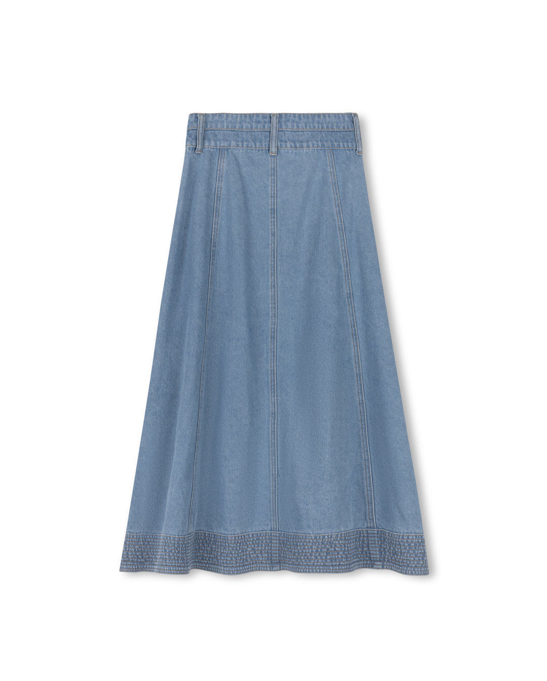 Denim Paneled Stitch Maxi Skirt