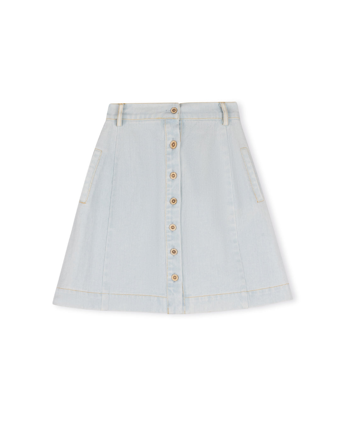 Haley Button Down Denim Knee Skirt