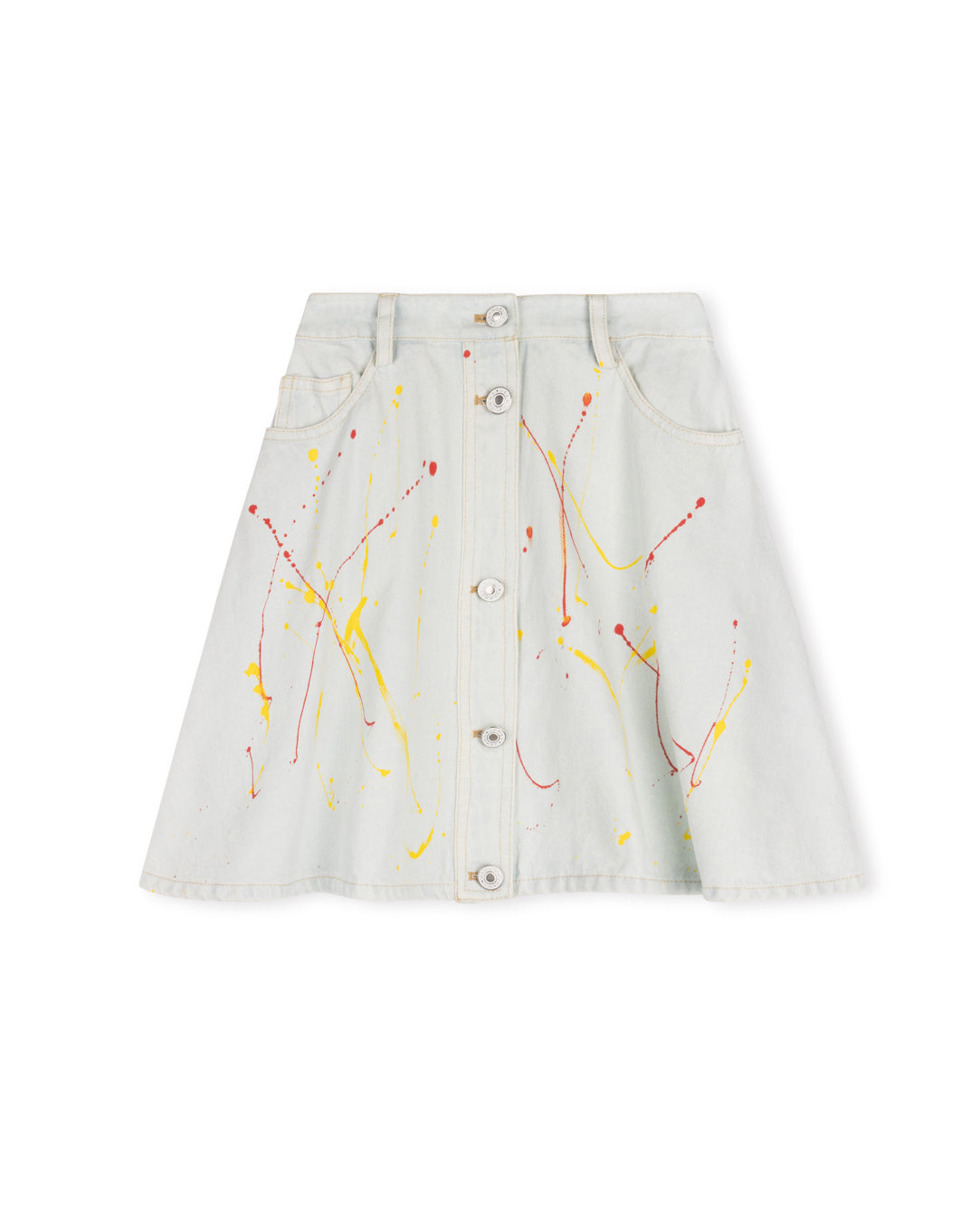 Painted Splattered Denim Skirt