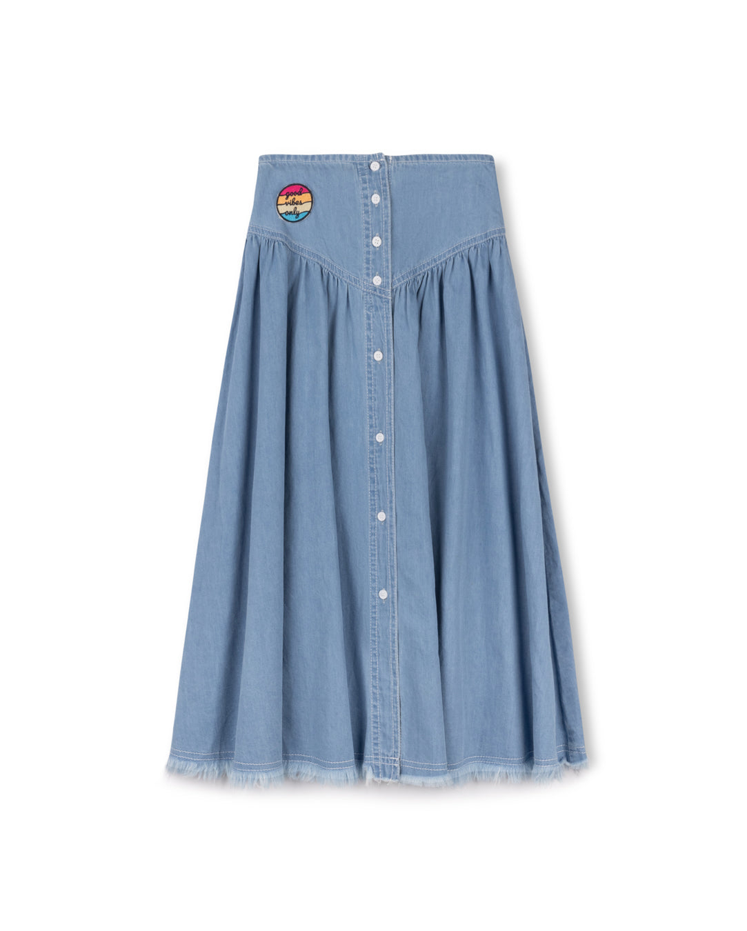 Frayed Hem Patch Midi skirt