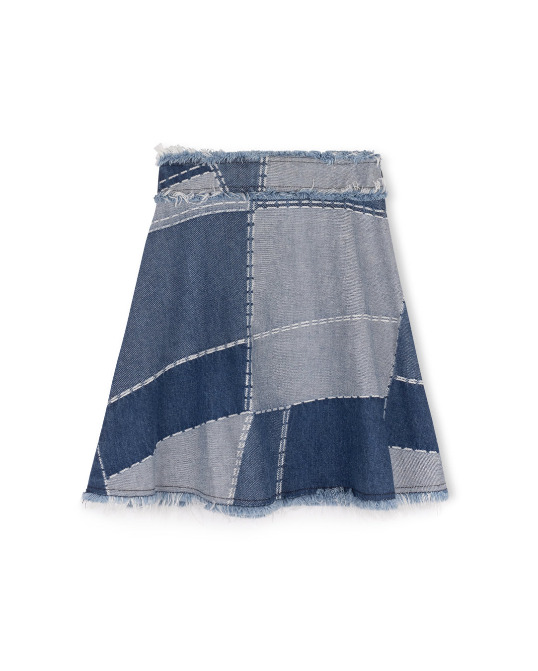 Denim Patch Work Skirt