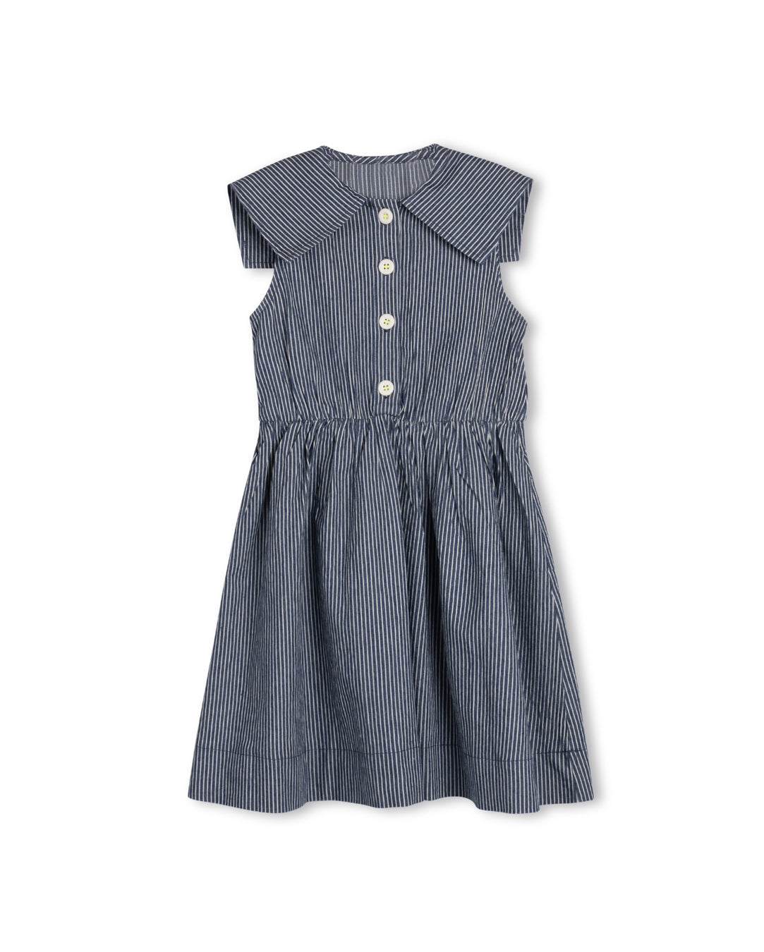 Denim Striped Sailor Collar Dress