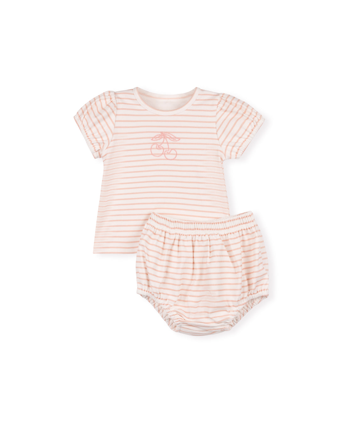 Dice Pastel Striped Cherry Tee And Bloomers