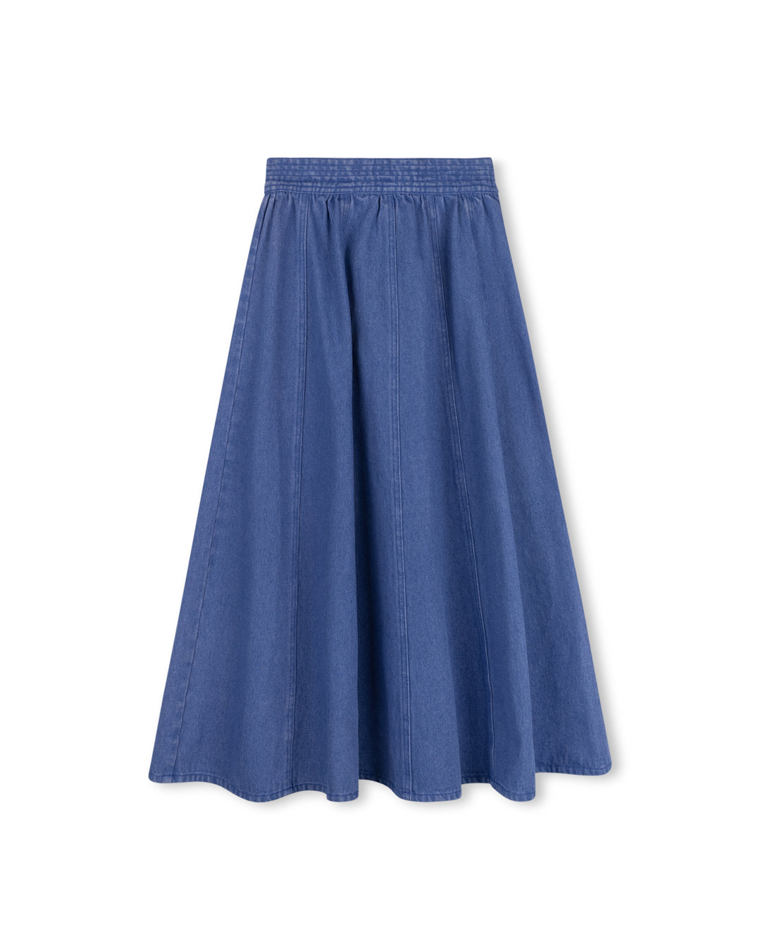 Wide Waisted Maxi Denim Flair Skirt