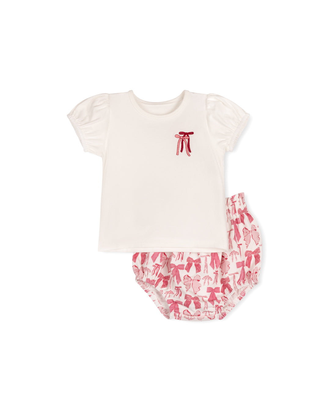 Bow Pattern Tee And Bloomer