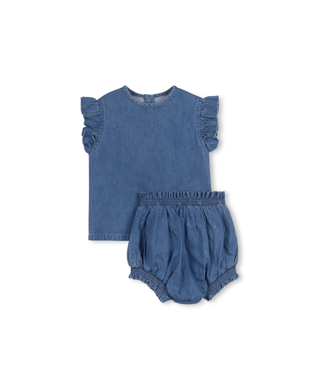 Willow Denim Embroidered Baby Set