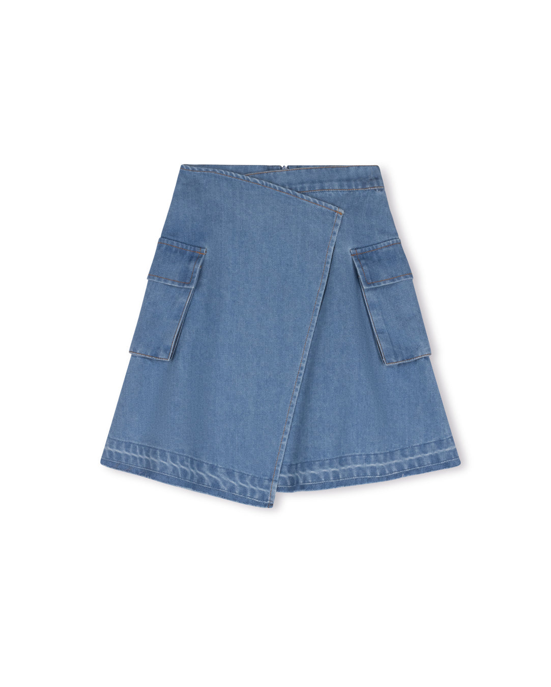 Denim Wrap Pocket Skirt