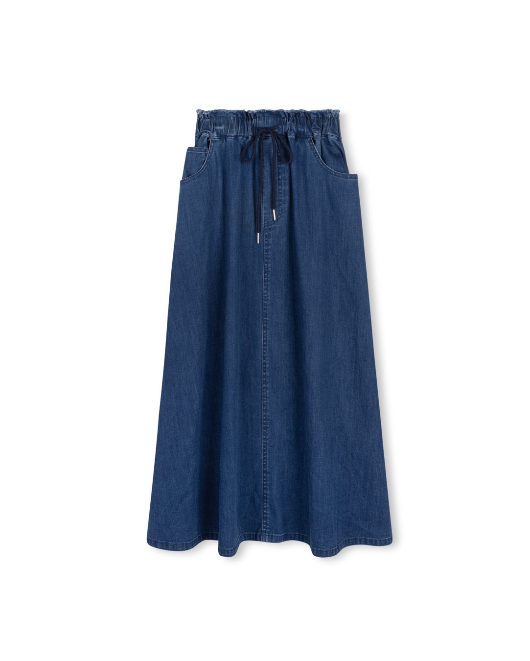 Denim Draw String A-Line Maxi Skirt