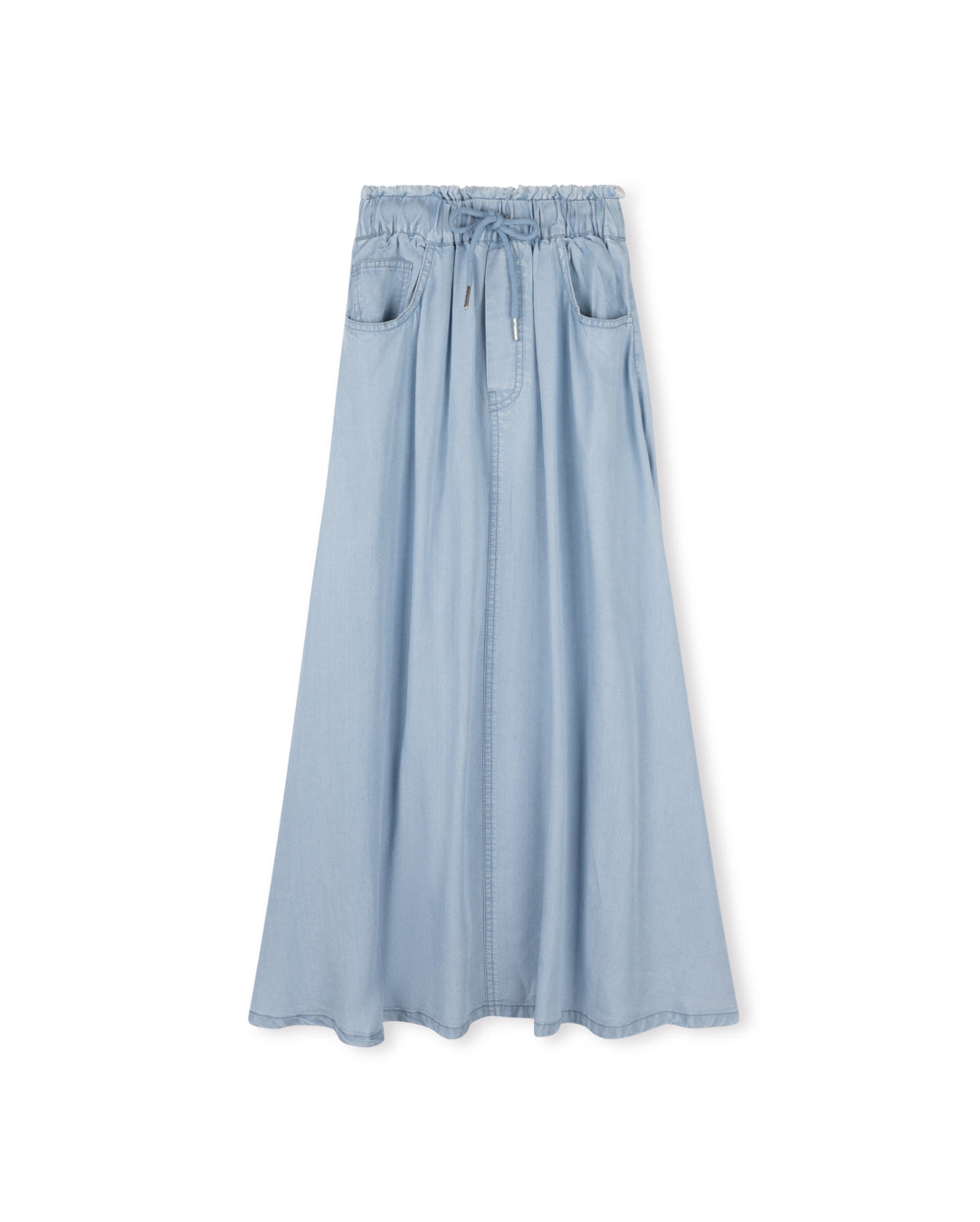 Denim Draw String A-Line Maxi Skirt