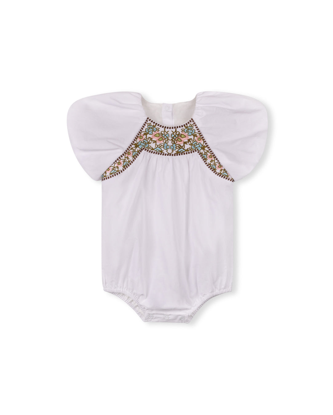 Poplin Embroidery Chest Detail Romper