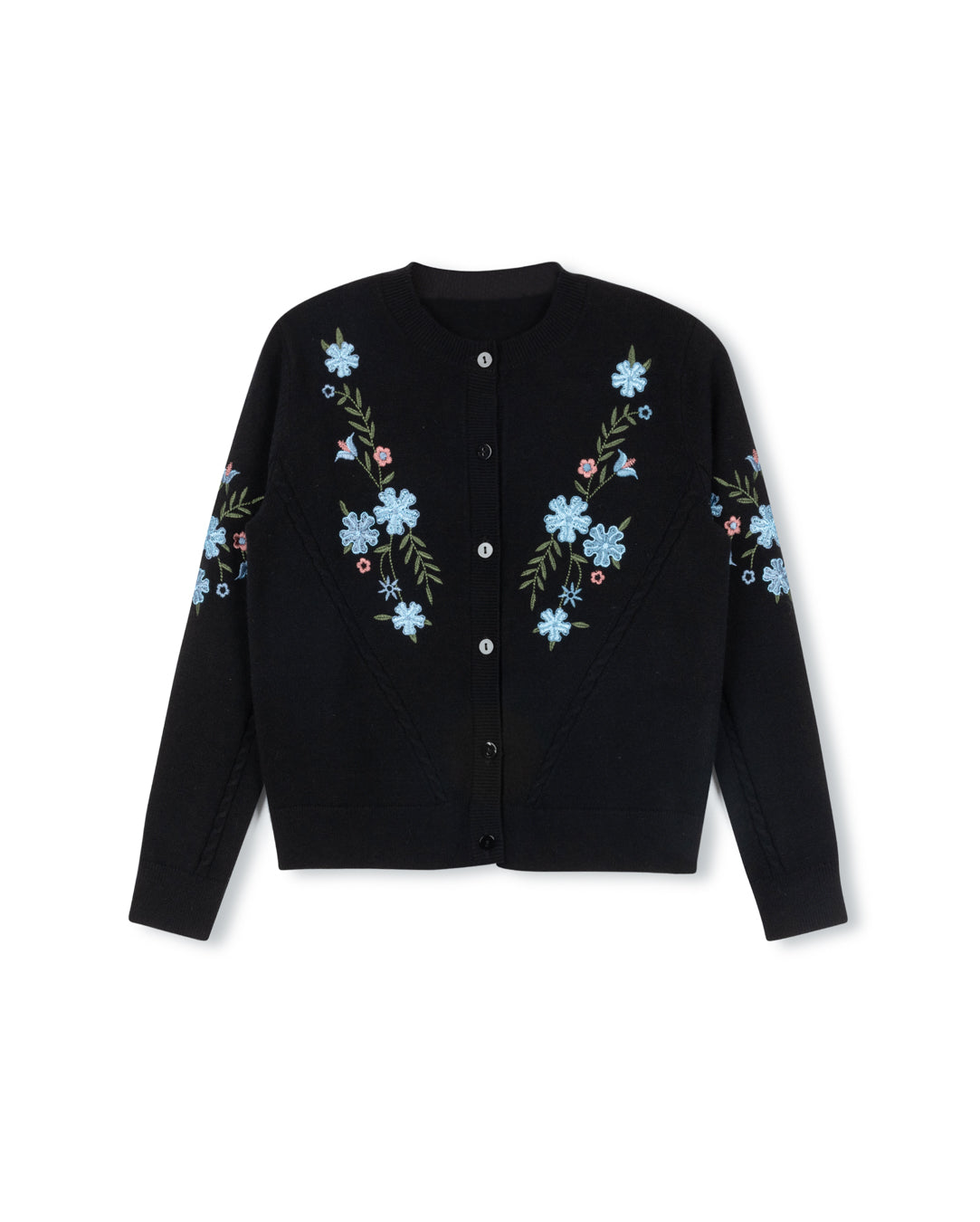 Floral Cable Knit Detailed Cardigan