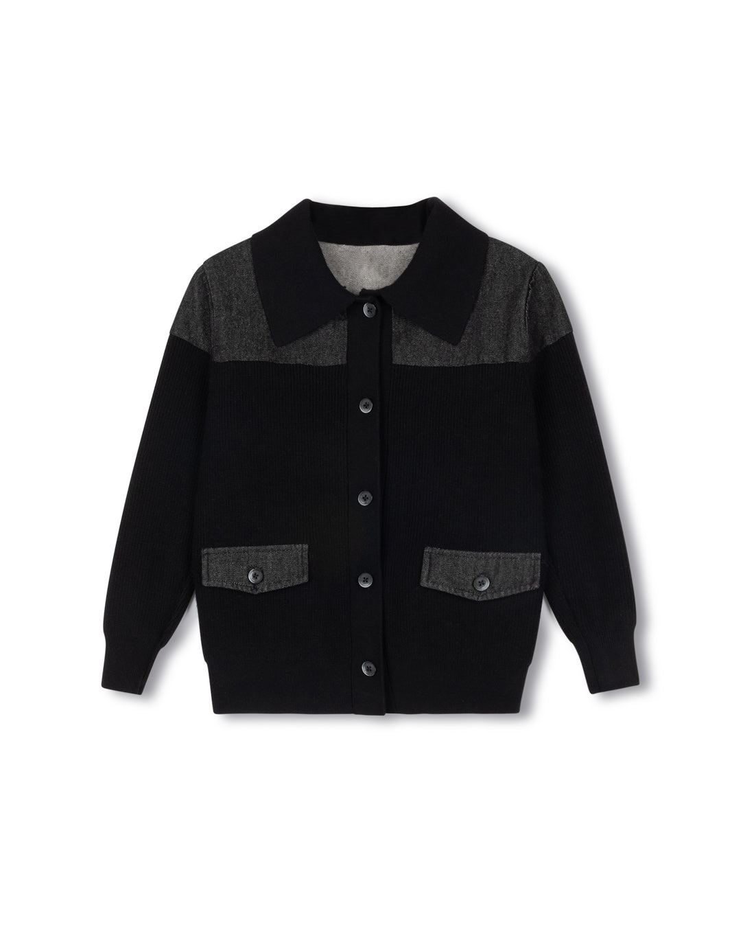 Knit And Denim Cardigan