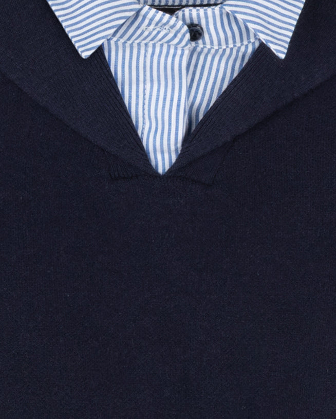 Pinstriped Collared Sweater