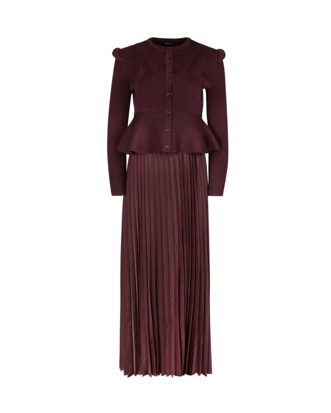 Peplum Cardigan Pleated Maxi Dress