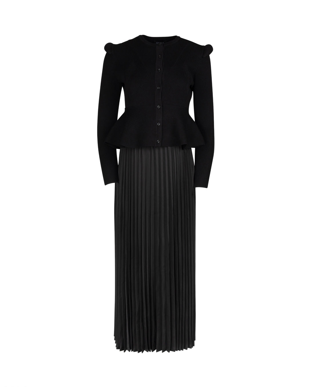 Peplum Cardigan Pleated Maxi Dress