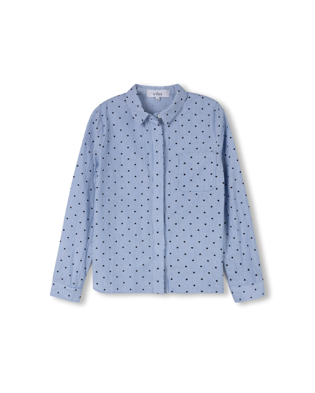 Pinstriped Heart Printed Blouse