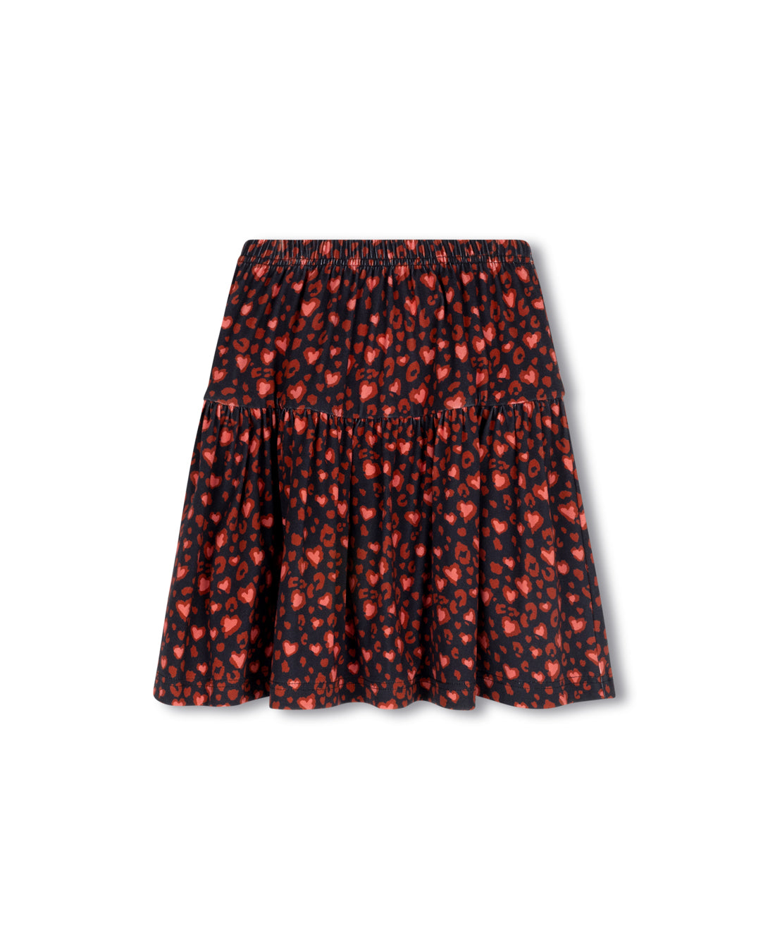 Heart Print Tiered Skirt